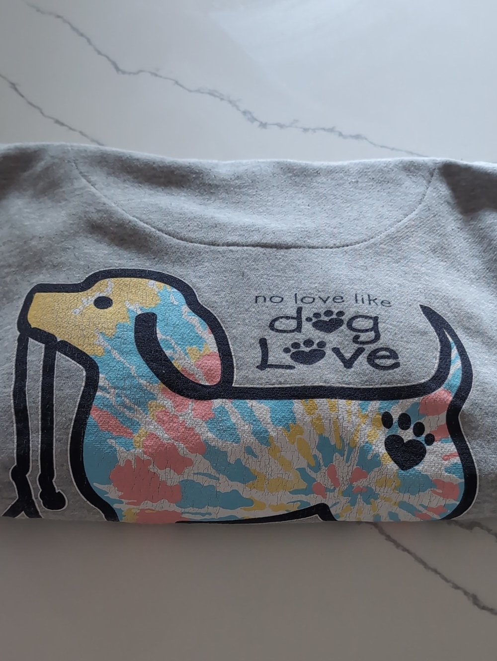 Gray 'Dog Love' Tie-Dye Dachshund Graphic Sweatshirt